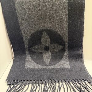 Louis Vuitton Charcoal and Black Wool and Cashmere Scarf